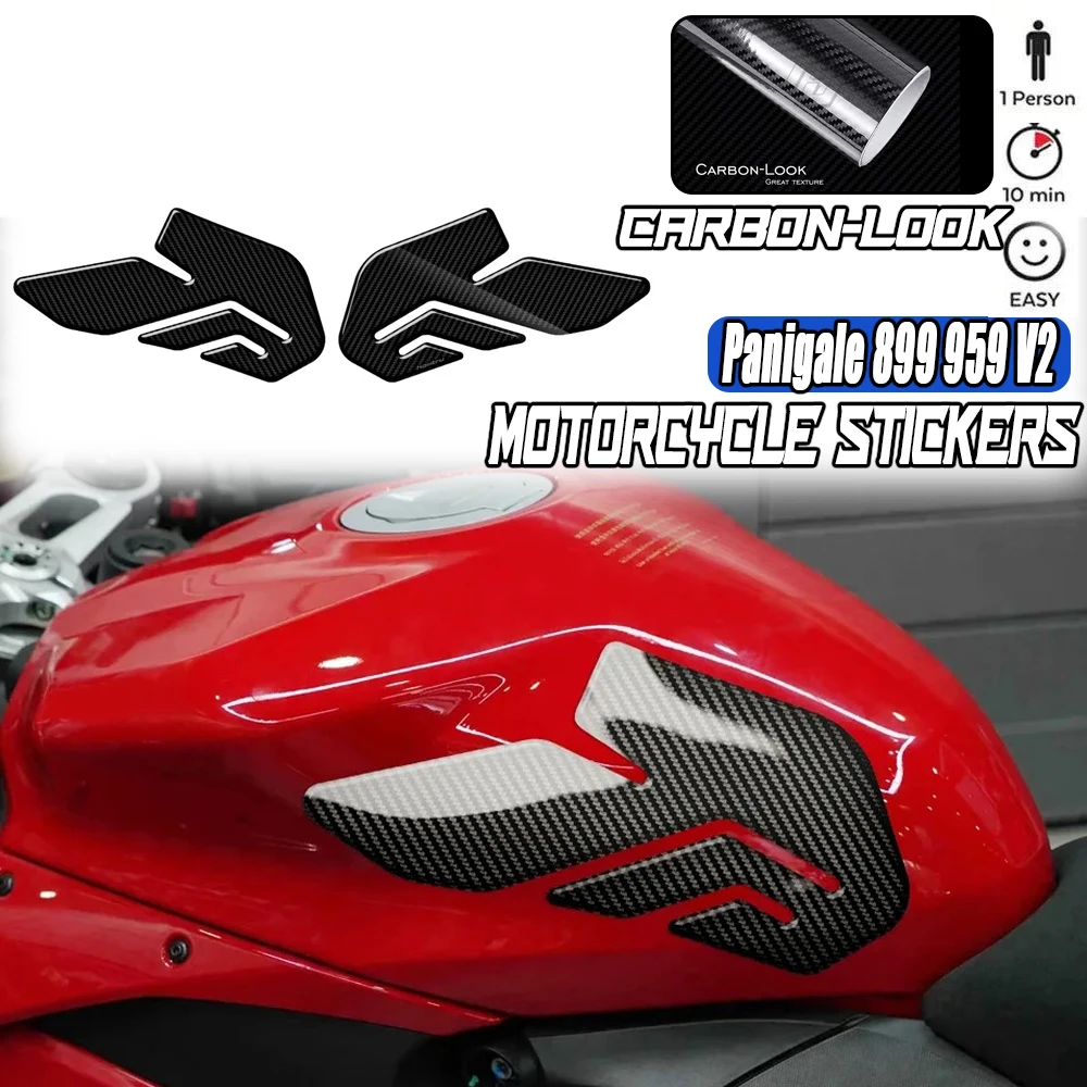 

V2 Tank pad Accessories Fuel tank side gasket for Ducati Panigale 899 959 1199 1299 ABS carbon fiber Fuel tank protection pad