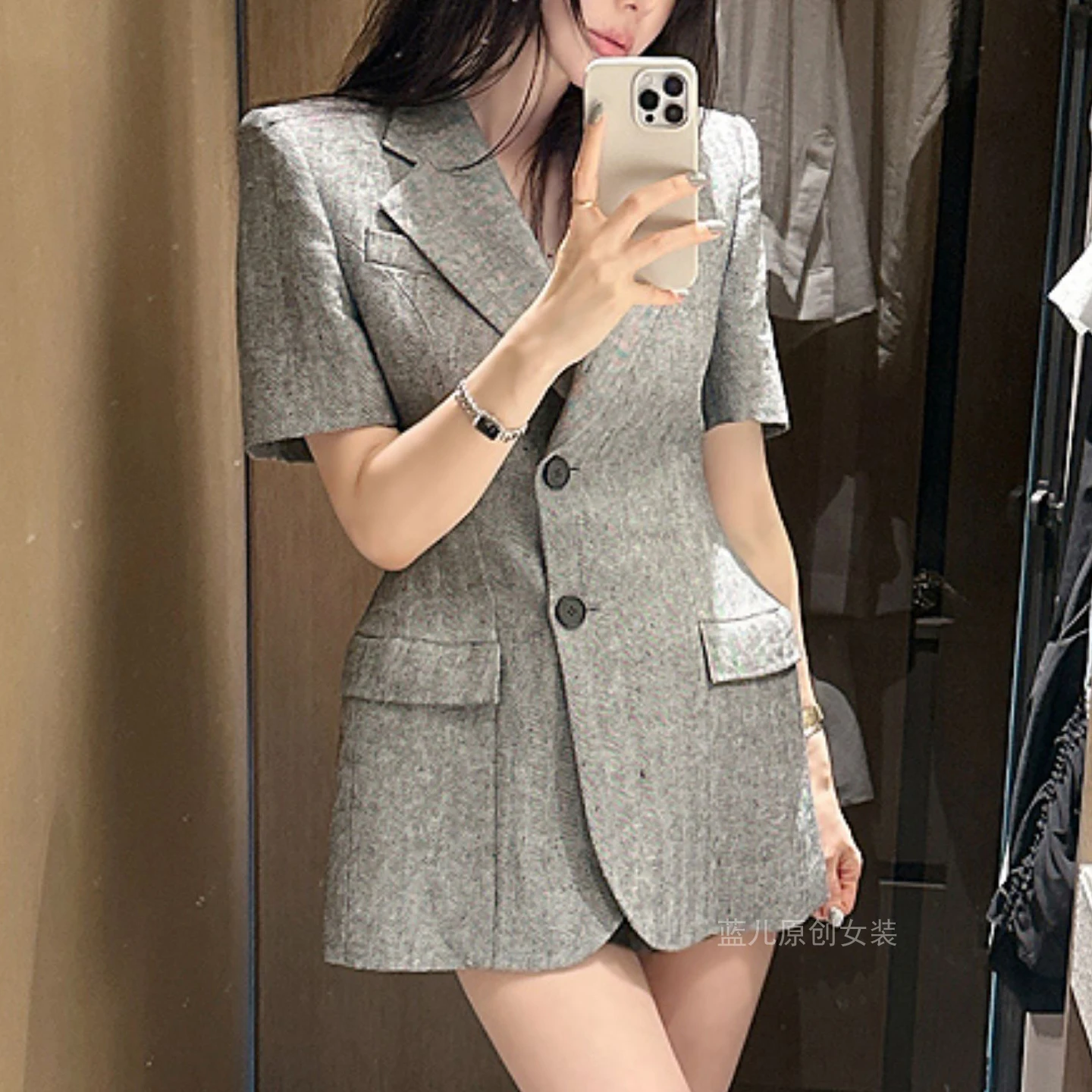 

SuperAen Short-sleeved Suit for Women Summer 2025 New Korean Style Waist Cotton and Linen Casual Coats