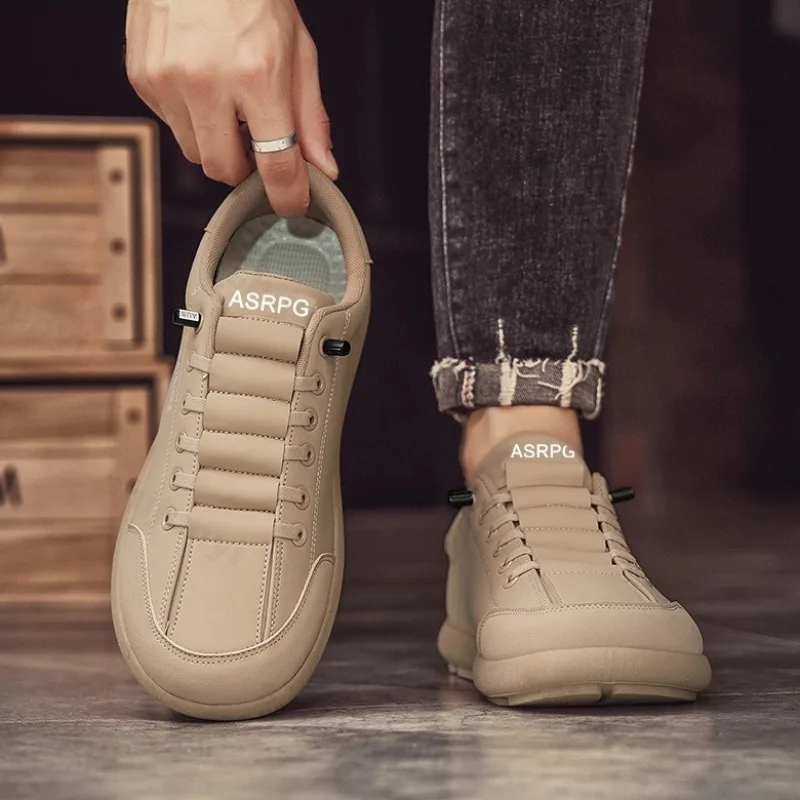 2025 Autumn New Concise Solid Color Low Top Single Shoes for Men's Vintage Fashion Versatile Comfortable Non Slip Flat Sneakers