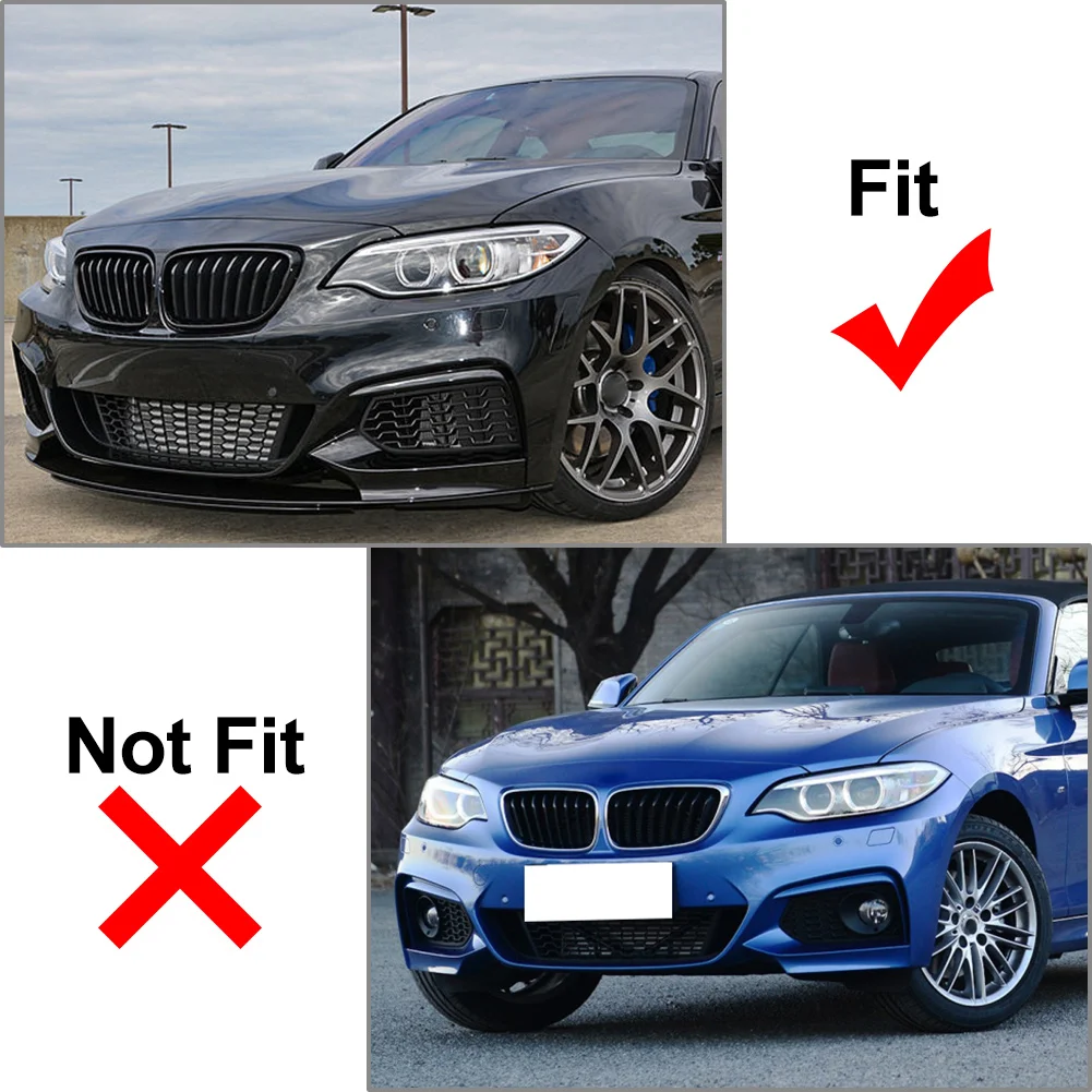 1Pair Car Closed Mesh Front Bumper Fog Light Lamp Grille Without Fog Light Hole For BMW 2 Series F22 F23 M Sport Only