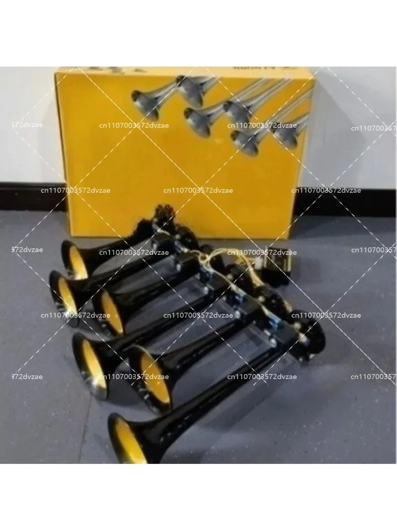 Six Tube Car Music Air Horn 12/24V Truck Electronic Control Remote Control Button Metal Tube Sound System for Vehicles