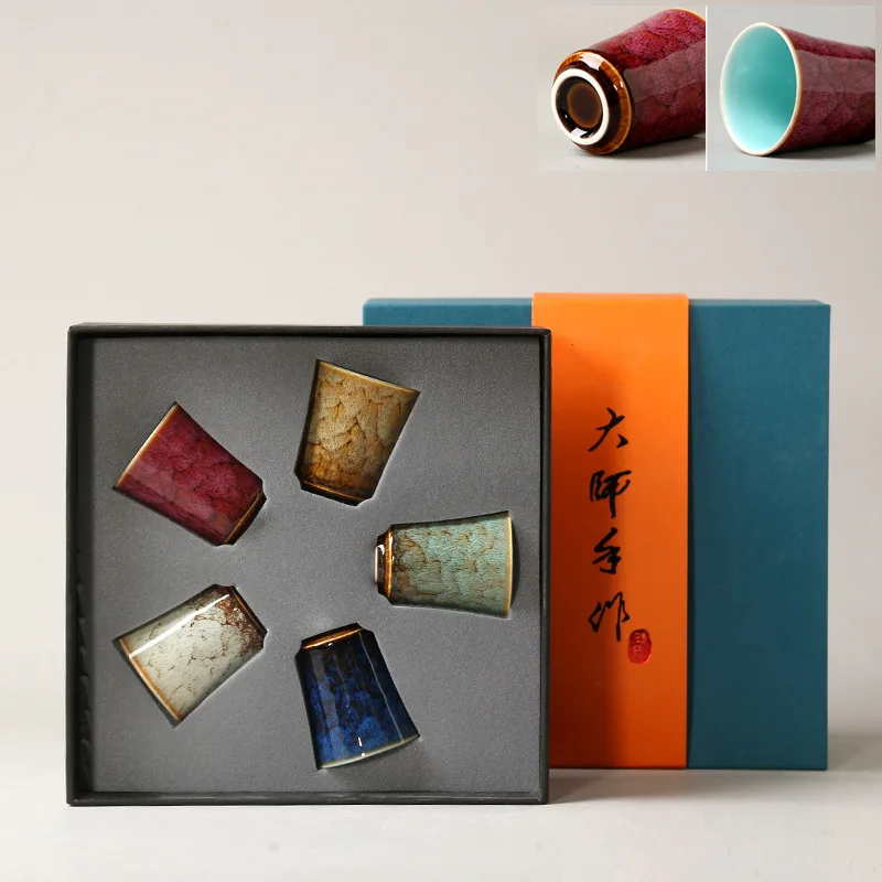 

Japanese Style Kung Fu TeaCup Set Creative Household Tea Cup Master Cup Teaset Personal Water Cup Tea Ceremony Gift Box New