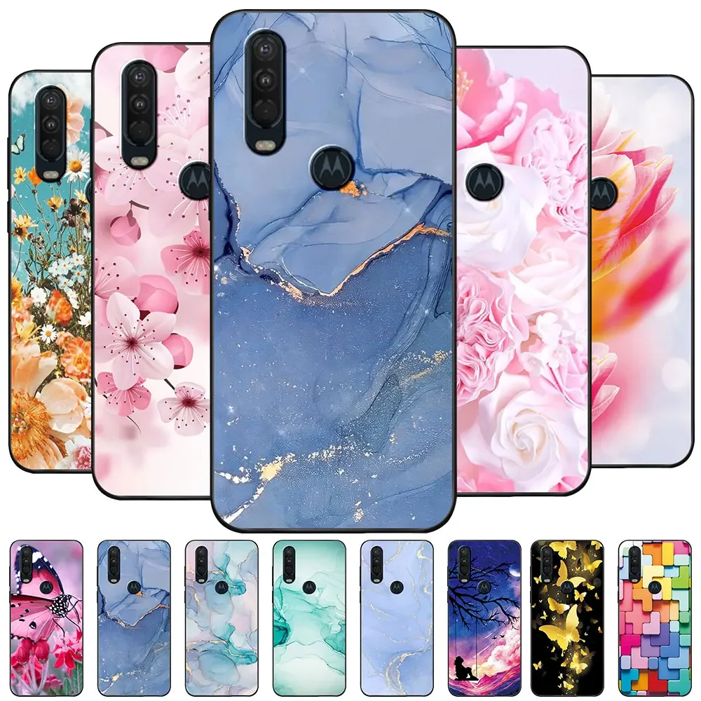 Case For Moto One Action Coque Moto P40 Power TPU Soft Silicone Phone Funda For Motorola Moto P40 Power Back Cover Bumper Marble