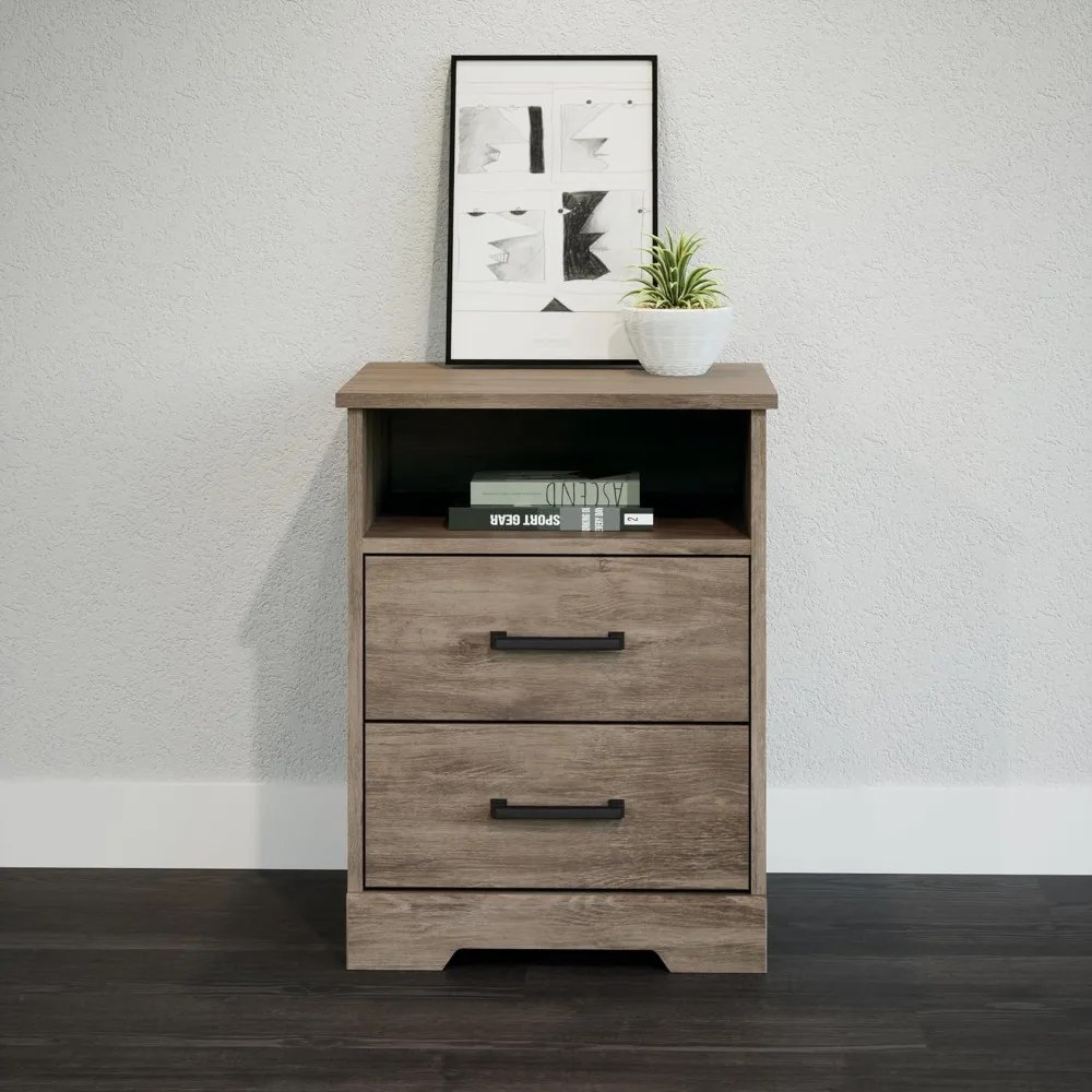 

Rustic Ridge Farmhouse Nightstand Bedside Table, Brown Nightstand for Bedroom, End Table with 2 Drawers