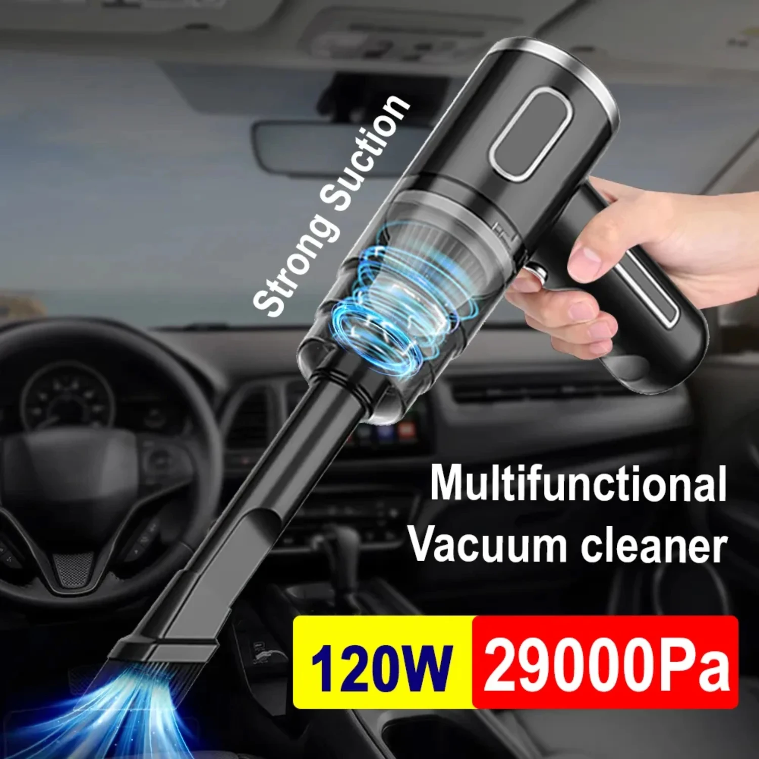 

29000Pa 120W Wireless Car Vacuum Cleaner Portable Handheld Vacuum Cleaner Car Dual Use USB Rechargeable 2000mAh