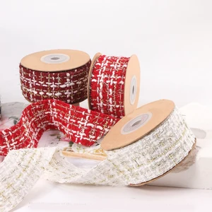 10 Yards 38 mm DIY Handicraft Arch Hair Accessoire Material Tweed Style Stoff Stoff Blume Blumenverpackung Band Band 12 Hauptverkauf Tweed Tape - №3