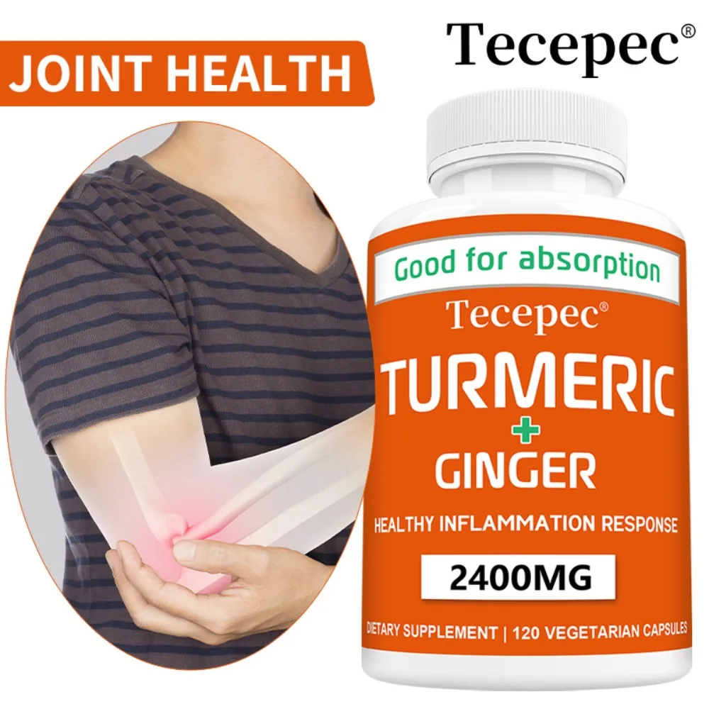 Turmeric and Ginger 2400mg - Supports Healthy Inflammation Response, Good Absorption, Vegetarian Capsules