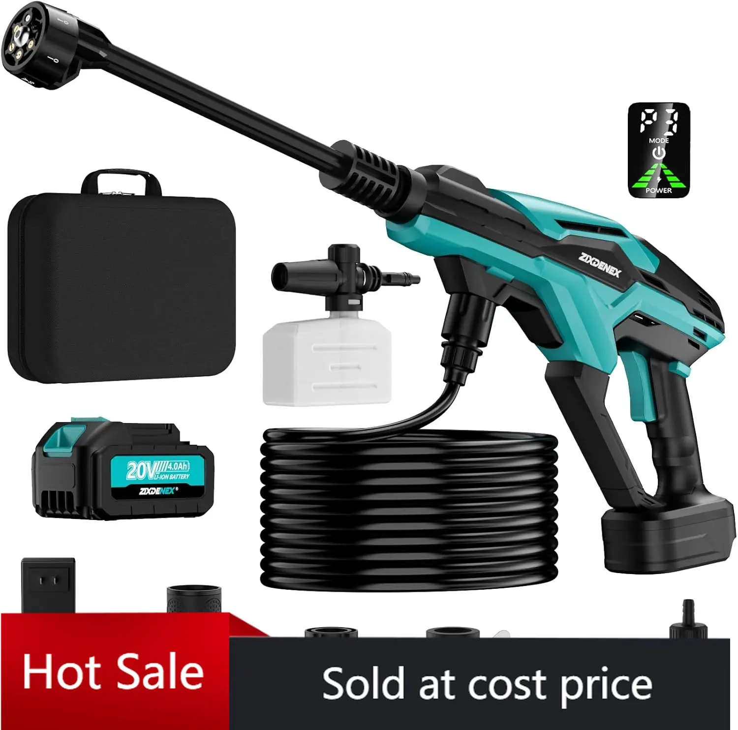 

Cordless Pressure Washer Battery Powered, 800PSI Handheld Portable Pressure Washer with Brushless Motor, 1 x 4.0Ah Battery & Cha