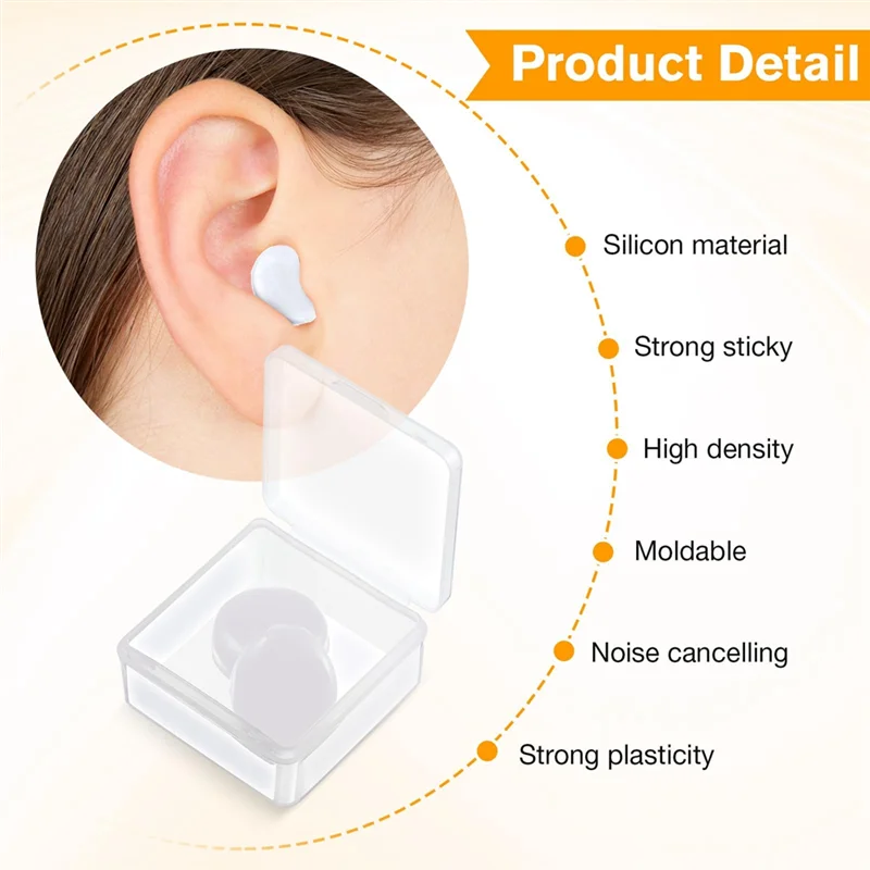 

AZ-21 Pairs Ear Plugs For Sleeping Reusable Moldable Silicone Earplugs Soft Noise Cancelling Earplugs