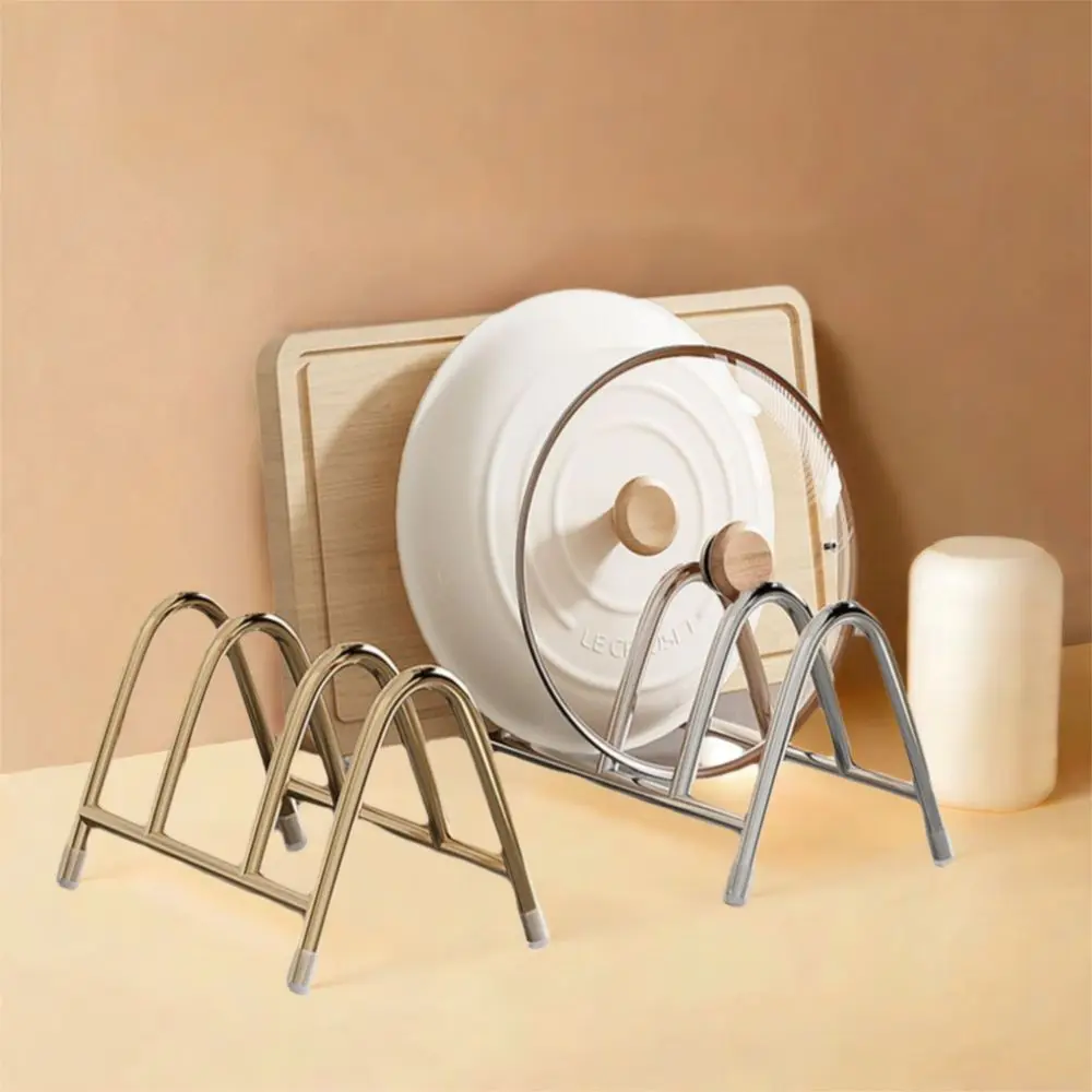 Portaoggetti per coperchio per pentola in acciaio inossidabile Porta coperchio per pentola verticale antiruggine Porta tagliere salvaspazio a prova di umidità