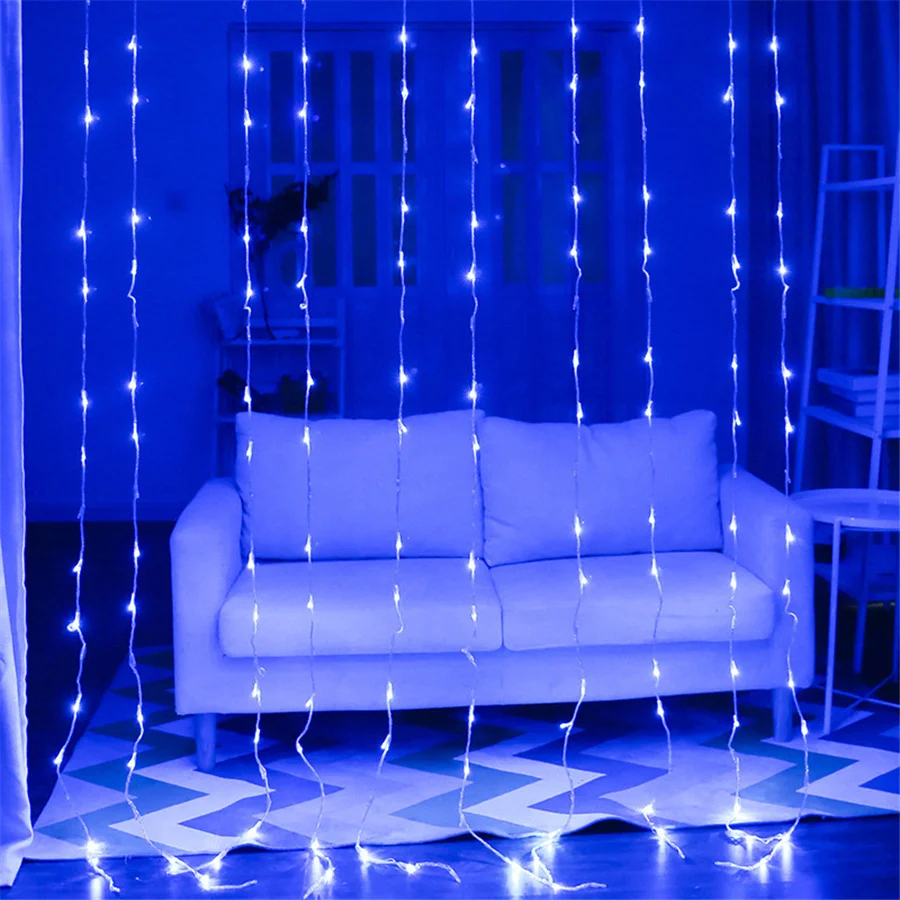 LED Meteor Shower Waterfall Lamp, Window Curtain String Lights, Fairy Garland, impermeável, festa de casamento, Natal, 3x2m, 3x3m