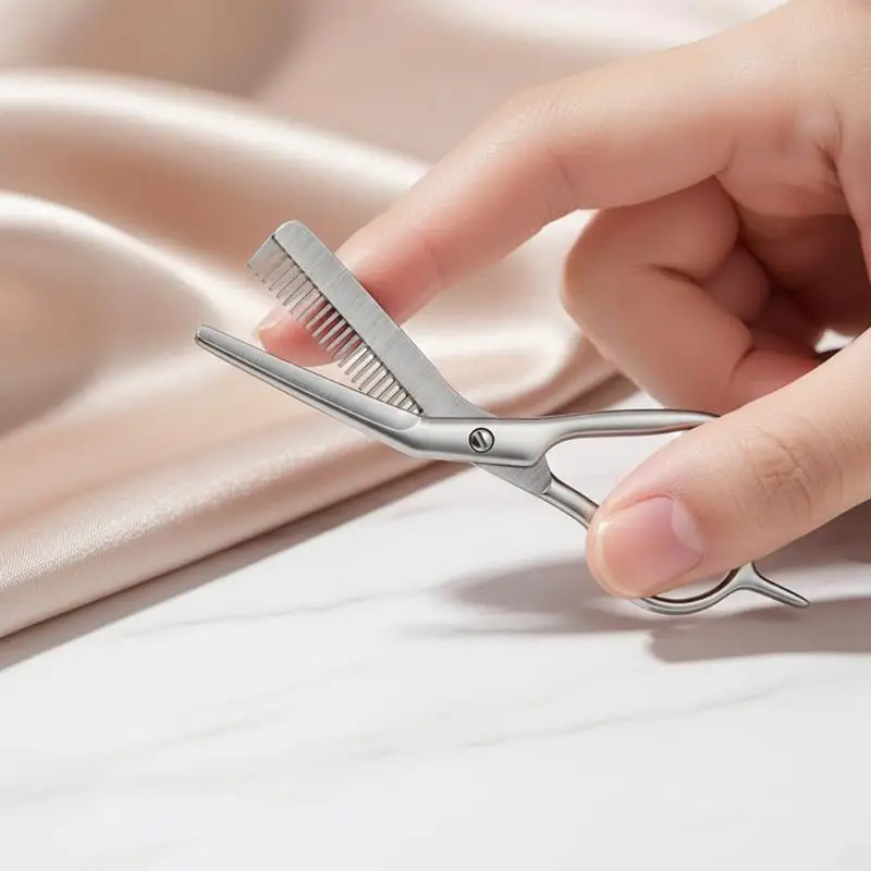Eyebrow Scissors Stainless Steel With Built In Comb For Precision Trimming Shaping Dual Purpose Grooming At Home And Salon