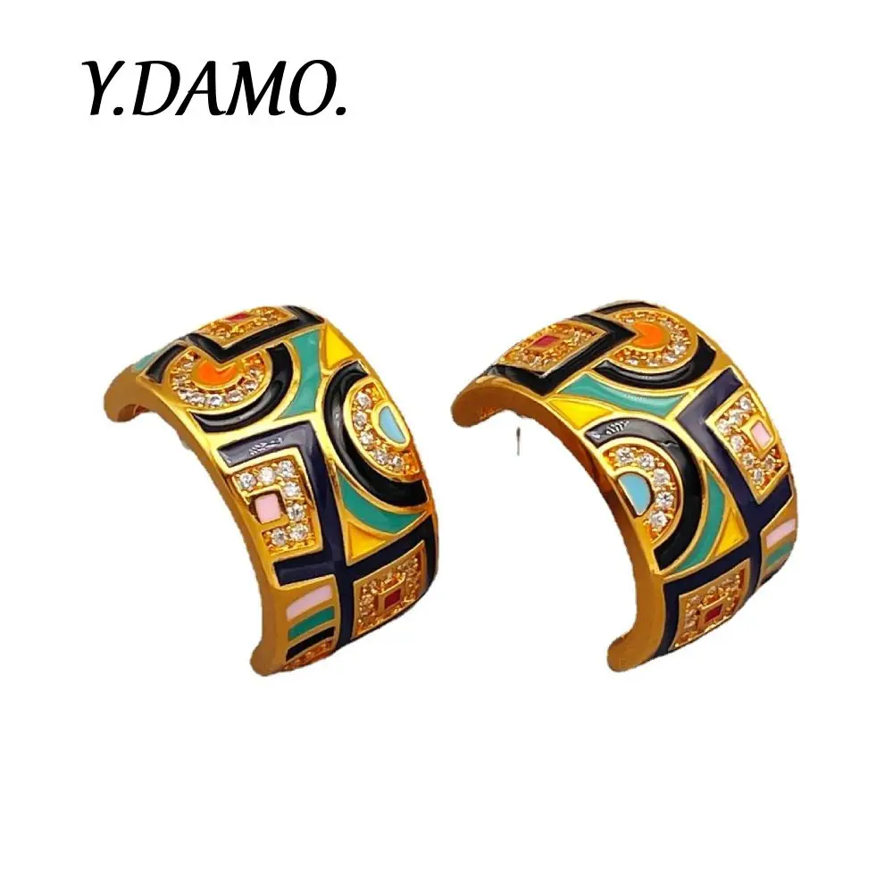 Damo Retro French Cc Earrings Colour Enamel Women Earrings Tarnish Free Jewelry Waterproof Romentic Design Party Gift Wholesales