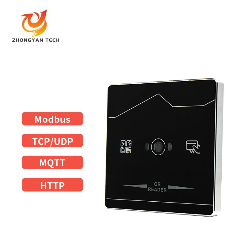 

2024 New Product QR Code Scan RJ45 Network Reader Access Control System TCP HTTP MQTT Modbus 2D IC Card Reader