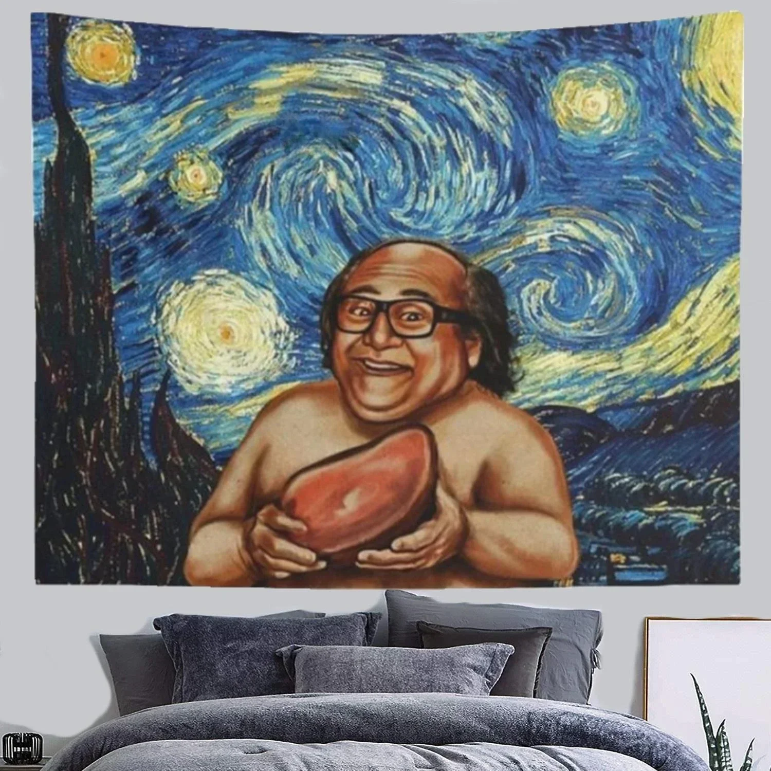 Danny DeVito Frank Reynolds Rum Ham On A Starry Night Tapestry Funny Meme Tapestries Art Aesthetic Room Decoration Yoga Mat