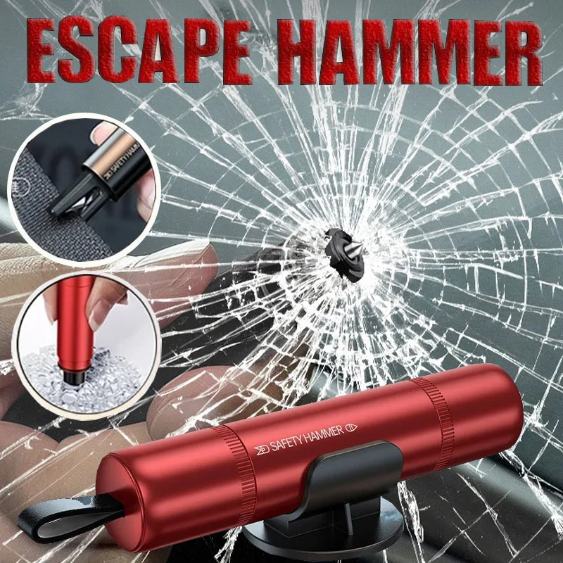 2 In 1 Car Safety Hammer Emergency Window Breaker Car Emergency Kit Cut Seat Belt Tungsten Steel Rescue Tool Auto Accessories