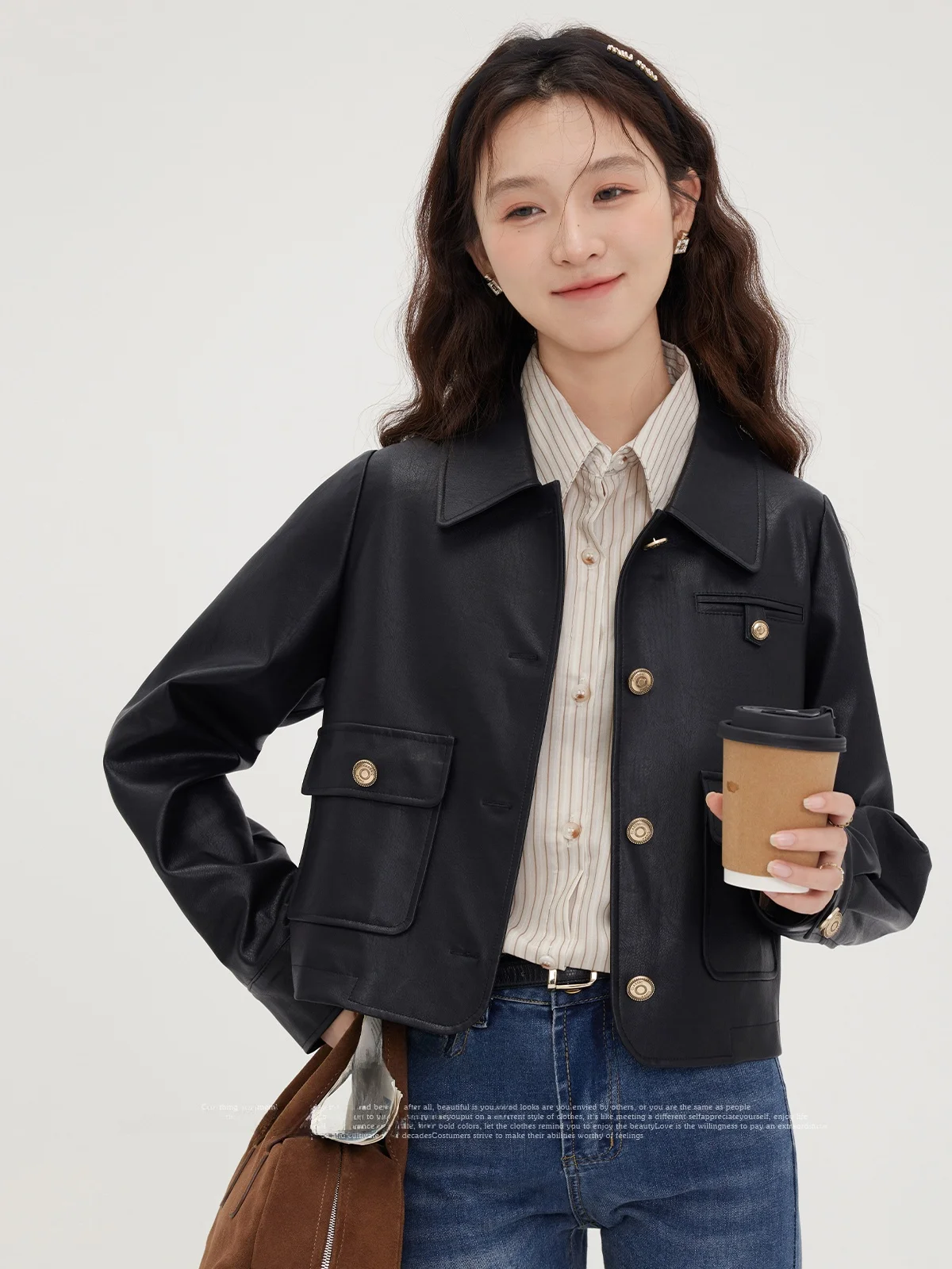 Sweet Cool Bla Biker Couro Jaet Feminino Casual Sle Outono Inverno Nova Chegada Commute Sle Or Comprimento Linha Única Mult...