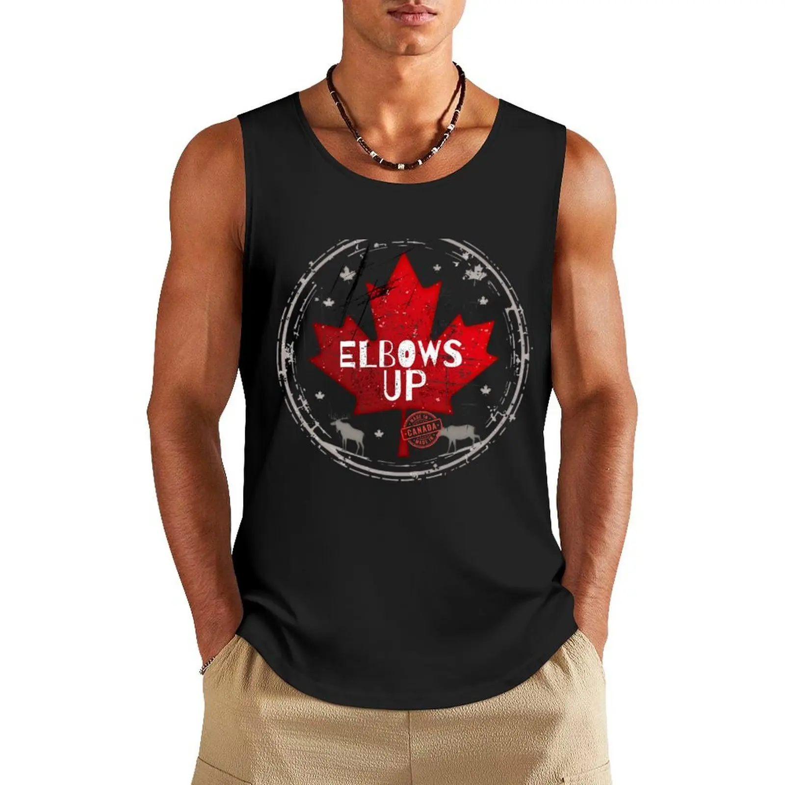 

ELBOWS UP CANADA MADE IN CANADA Tank Top Men's sleeveless Men's clothes luxury style gym training accessories