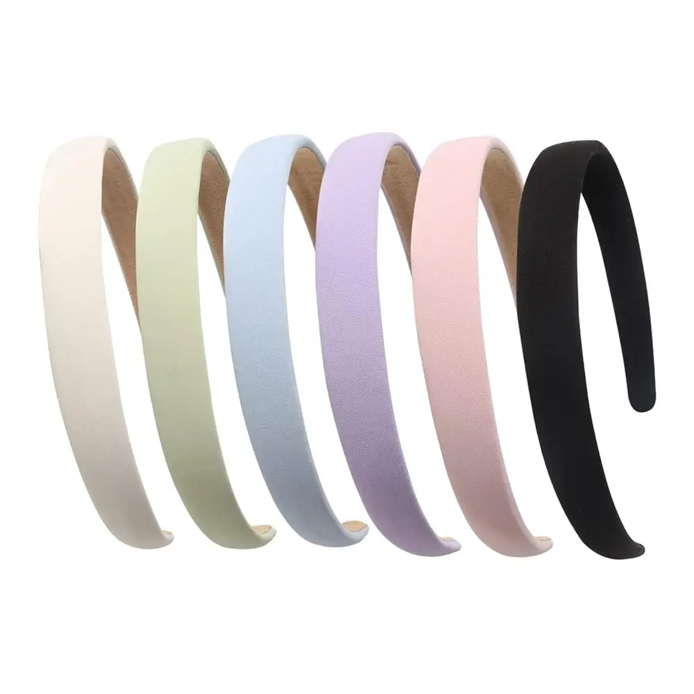 

Solid Simple Headbands for Women 0.7inch Plain Soft Fabric Hairbands No Slip Fashion Cute Hair Bands for Girls Pack of 6 (Co