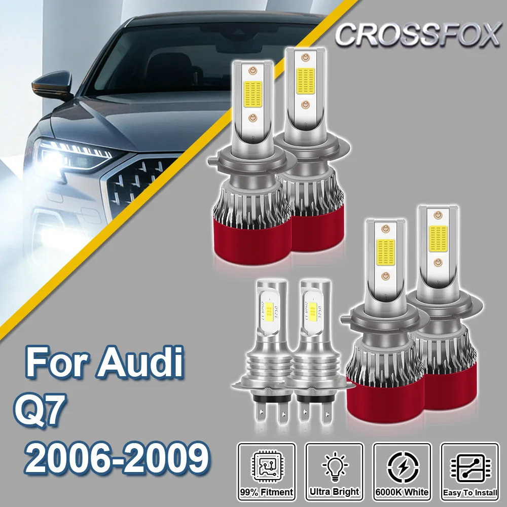 CROSSFOX para Audi Q7 2006 2007 2008 2009, Bombillas LED de Alta Calidad para Faros Delanteros Turbo, Canbus, Plug and Play