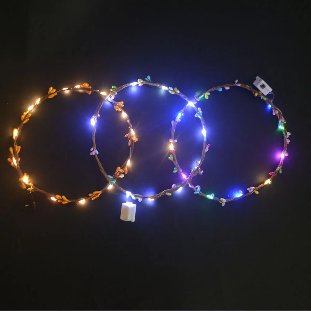 

20pcs Princess LED Flower Crown Headband Led Headpiece Light Up Wreath Headdress Holiday Glow Party Navidad Christmas Halloween