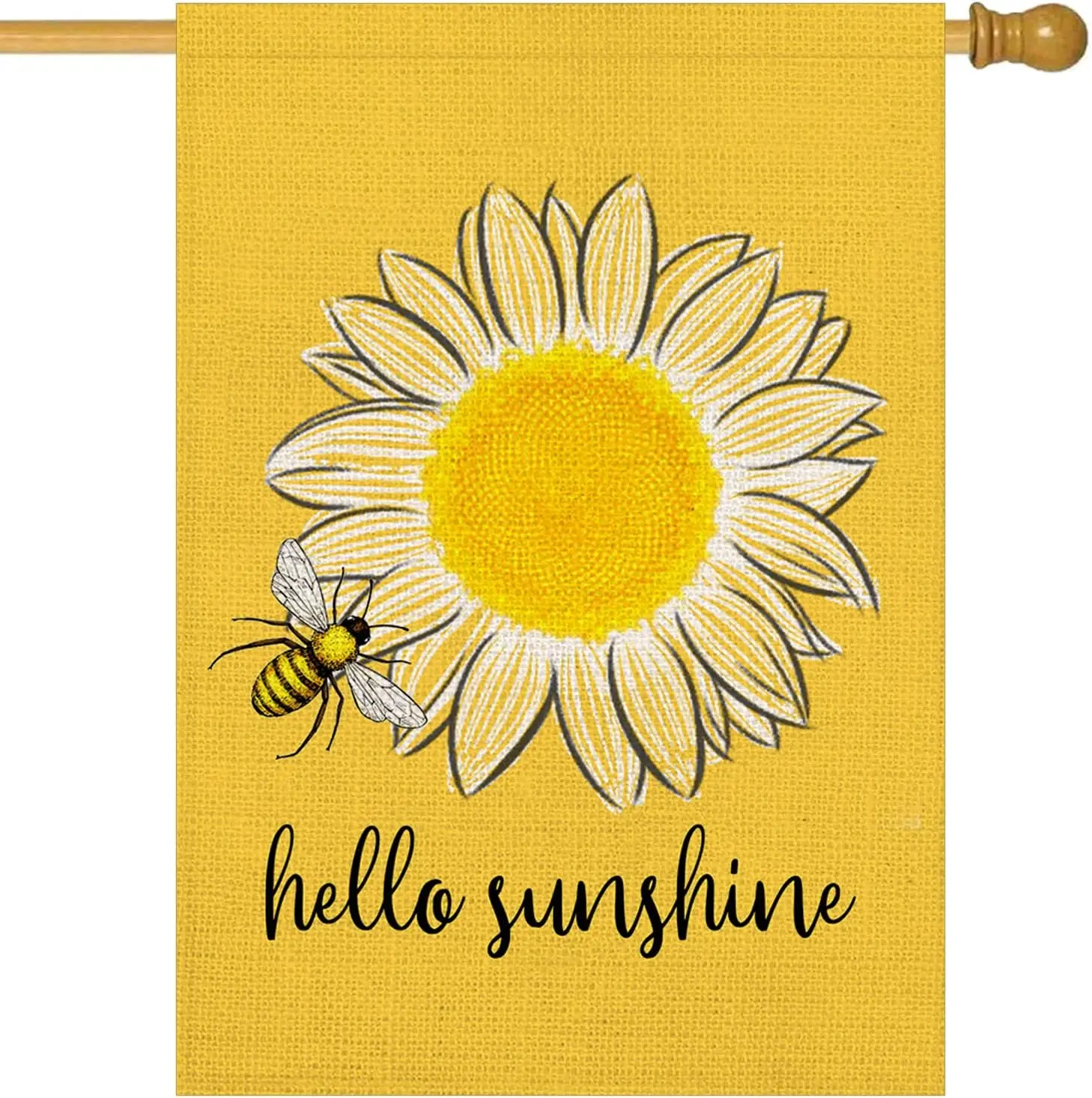 Hello Sunshine House Flag Summer Sunflower Bee Yard Flags 28 x 40 inch Double Sided Spring Summer Decor Seasonal Outdoor Dec PPZ