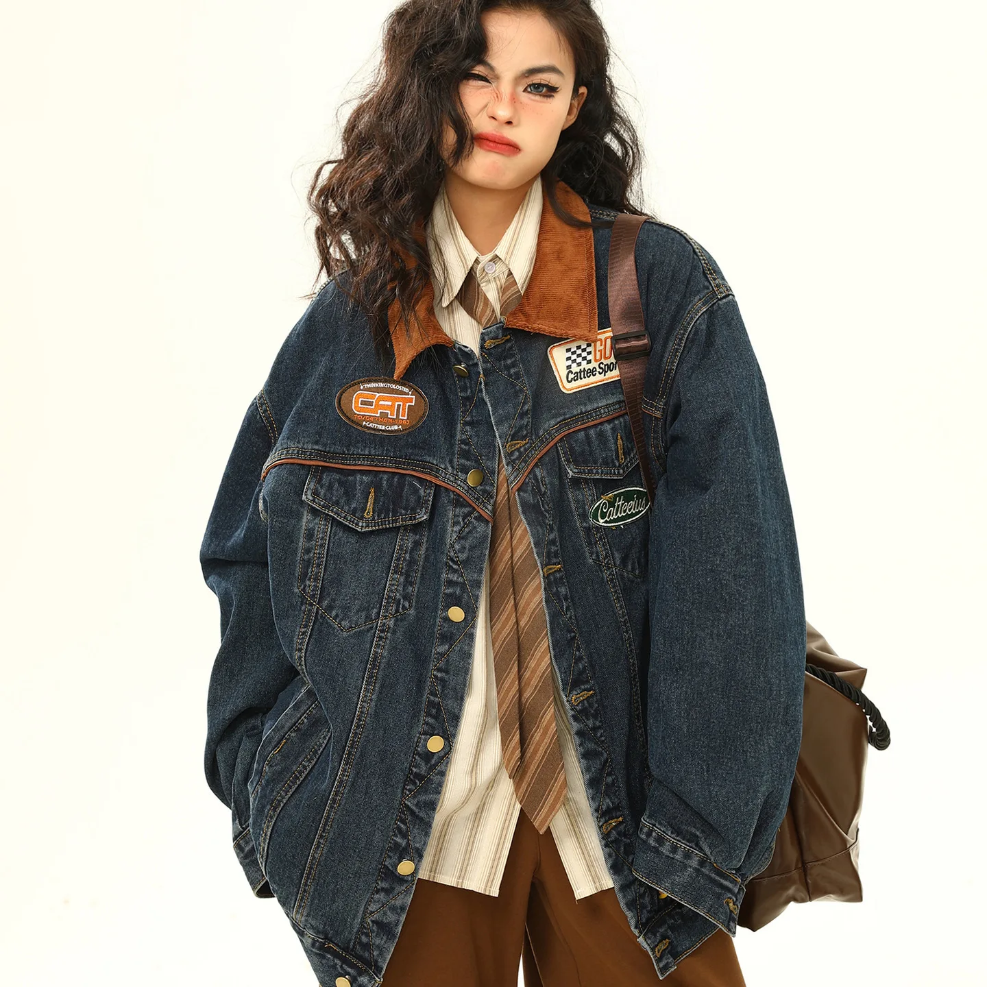 

Женские куртки Zekye, винтажная джинсовая женская модная джинсовая куртка с лацканами, верхние зимние куртки, женская новая верхняя одежда, пальто