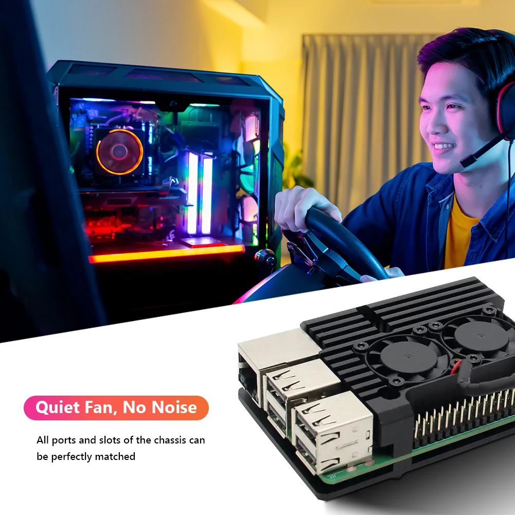 Casing Logam Kotak Hitam Perak untuk Raspberry Pi 3 Model B B+ Casing Paduan Aluminium tanpa Kipas Pendingin Ganda