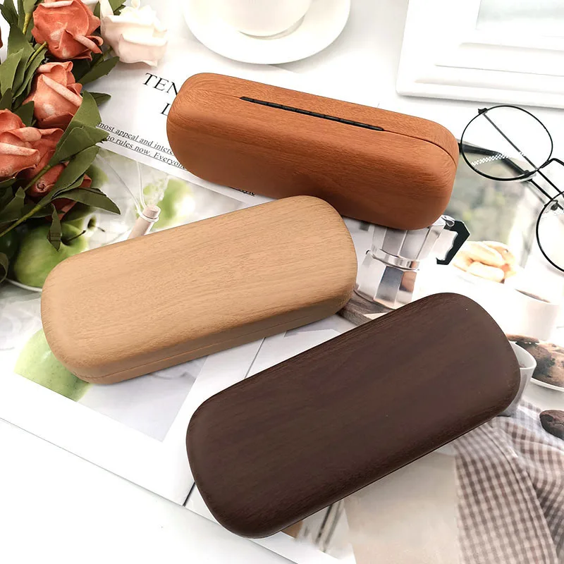 Creative Cartoon Ins Gromit Wood Grain Glasses Case Fashion Retro Simple DIY Sunglasses Storage Box Prescription Glasses Case