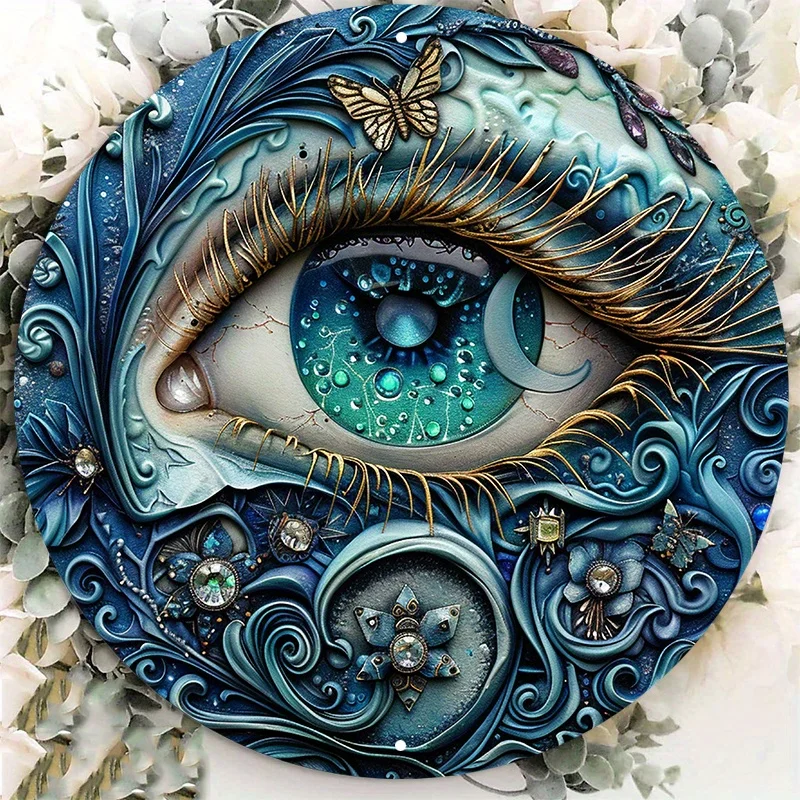 

Aluminum Metal Sign with Beautiful Eye Art Decoration, HD Printing, Weather Resistant, Pre-Drilled, 8x8in, 11.8x11.8in, 1PC