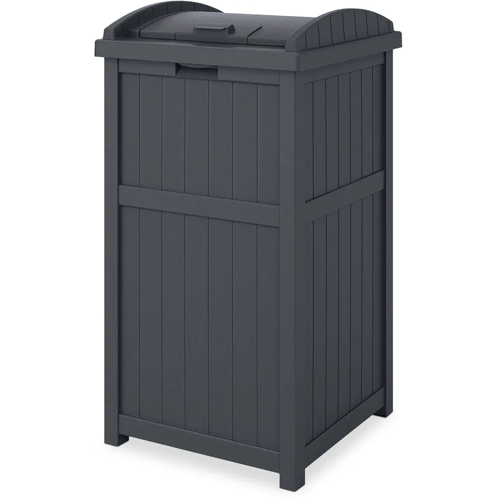 

Outdoor Trash Hideaway, Resin Refuse Container w/ Lid, Cyberspace, 30 Gallon Capacity - Stylish Concealed Waste Storage for Pat