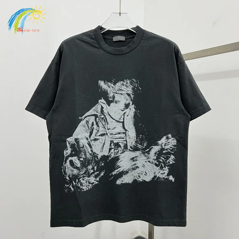 

24SS High Quality Vintage Washed Black ERD T Shirt Men Women Best Quality Cotton Oversize Tee Streetwear Short Sleeves T-Shirt