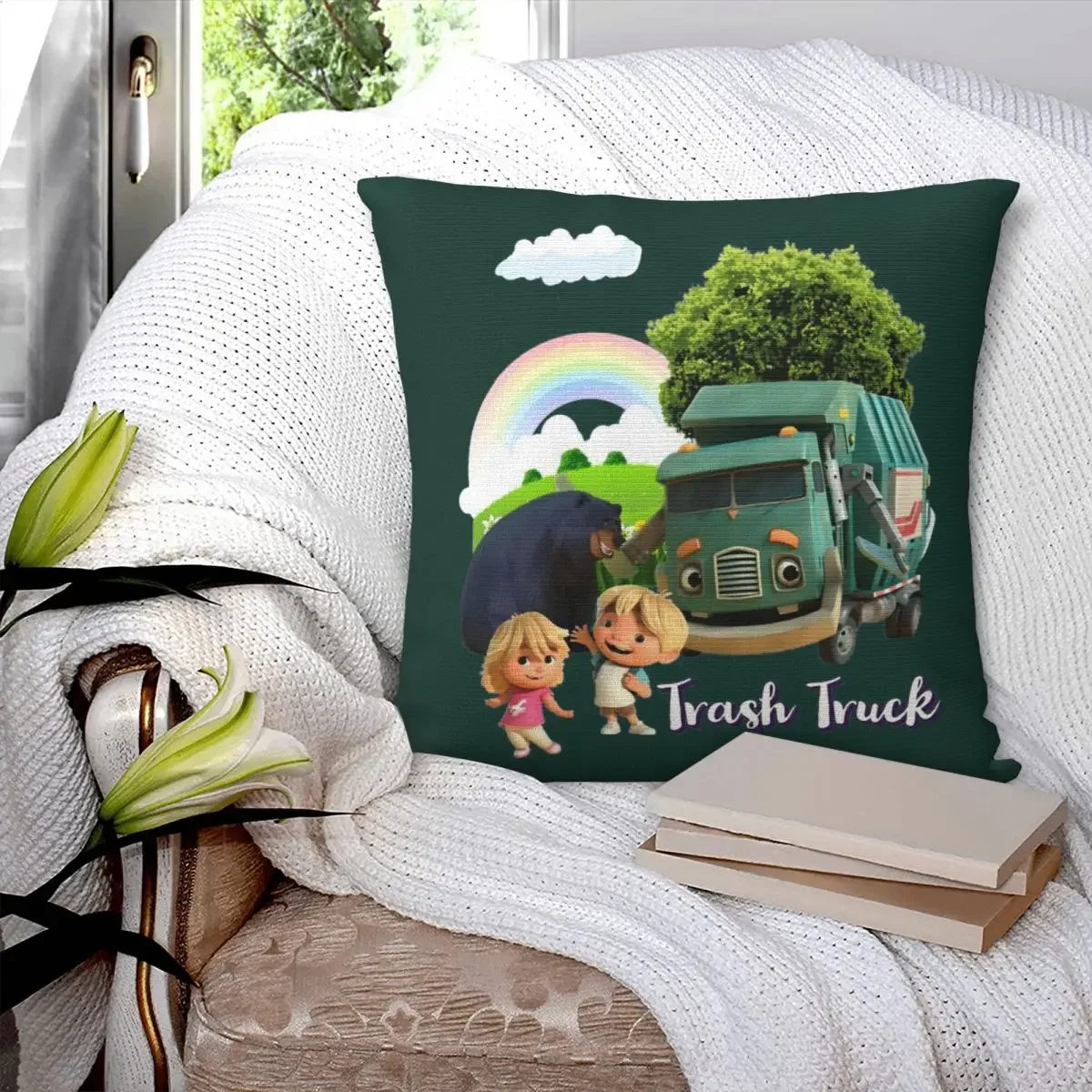 

Trash Truck Animation, Trash Truck Netflix Square Pillowcase Pillow Cover Polyester Cushion Decor Comfort Throw Pillow for Home