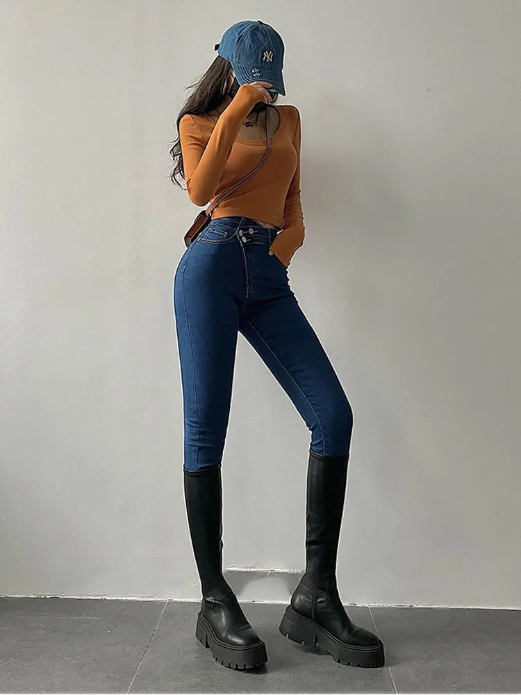 Women's 2024 New High Waist Slim Elastic Pencil Pants Irregular Sexy Trousers Spring Autumn