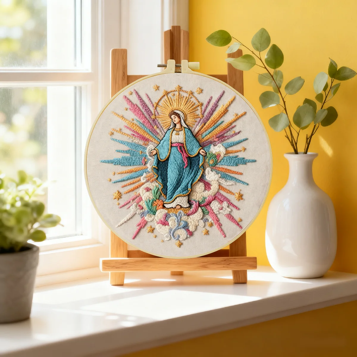 1 Stück 20X20CM/15X15CM 7,87/6,3 Zoll Religiöses Stickerei-Starter-Kit DIY-Kit DIY-Stickerei-Set Handarbeiten Heimdekoration Nadelkunst – Detail 3