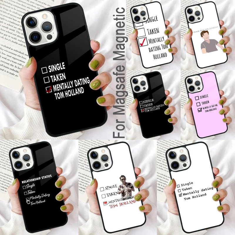 Capa magnética de telefone macio de Tom Holland, MagSafe Coque, iPhone 16 Pro, iPhone 13, 14 Plus, 11, 12 Mini