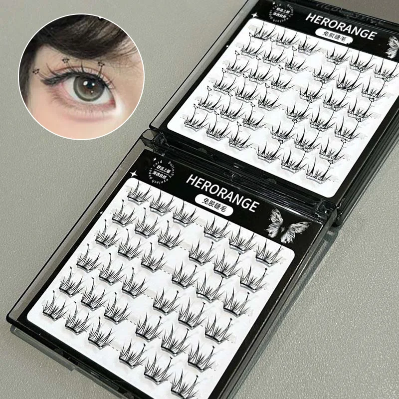 Lichtgewicht, dunne, lijmvrije valse wimpers, dik en gekruld, gesegmenteerde wimpers, drietraps make-uptoepassing, natuurlijke oogmake-up