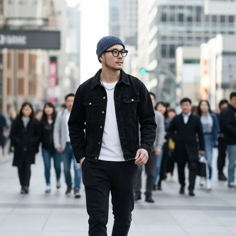 European  American Cross-border Men's Autumn New Relaxation Denim Jacket, A Trendy High-street Men's Workwear Jacket for Export.