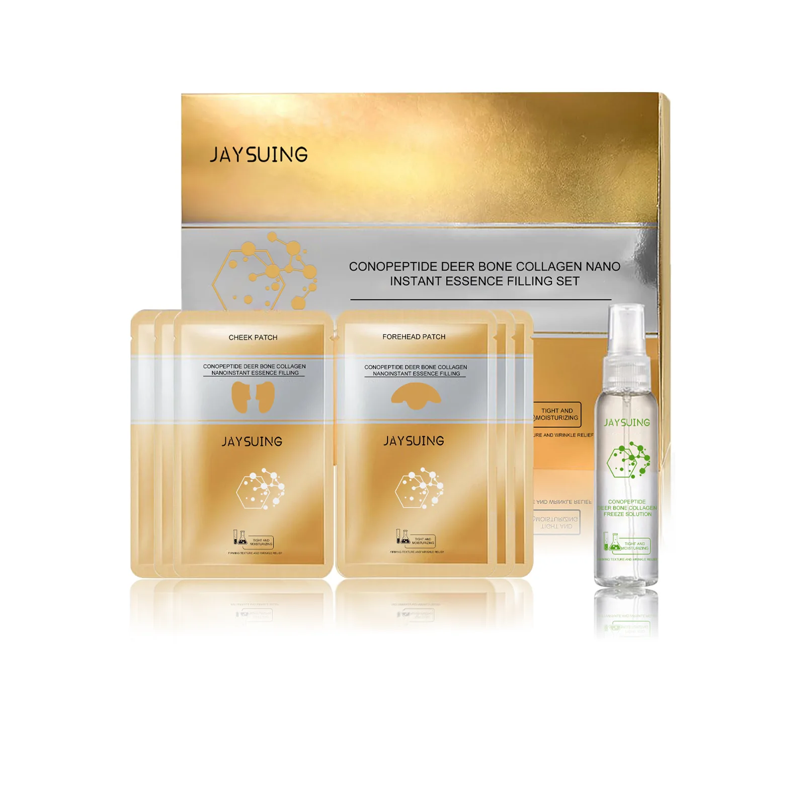 Collagen Essence Set Face Essence, Improve Wrinkles and Restore Skin Vitality, Cheek Mask 2pcs+Forehead Mask 2pcs