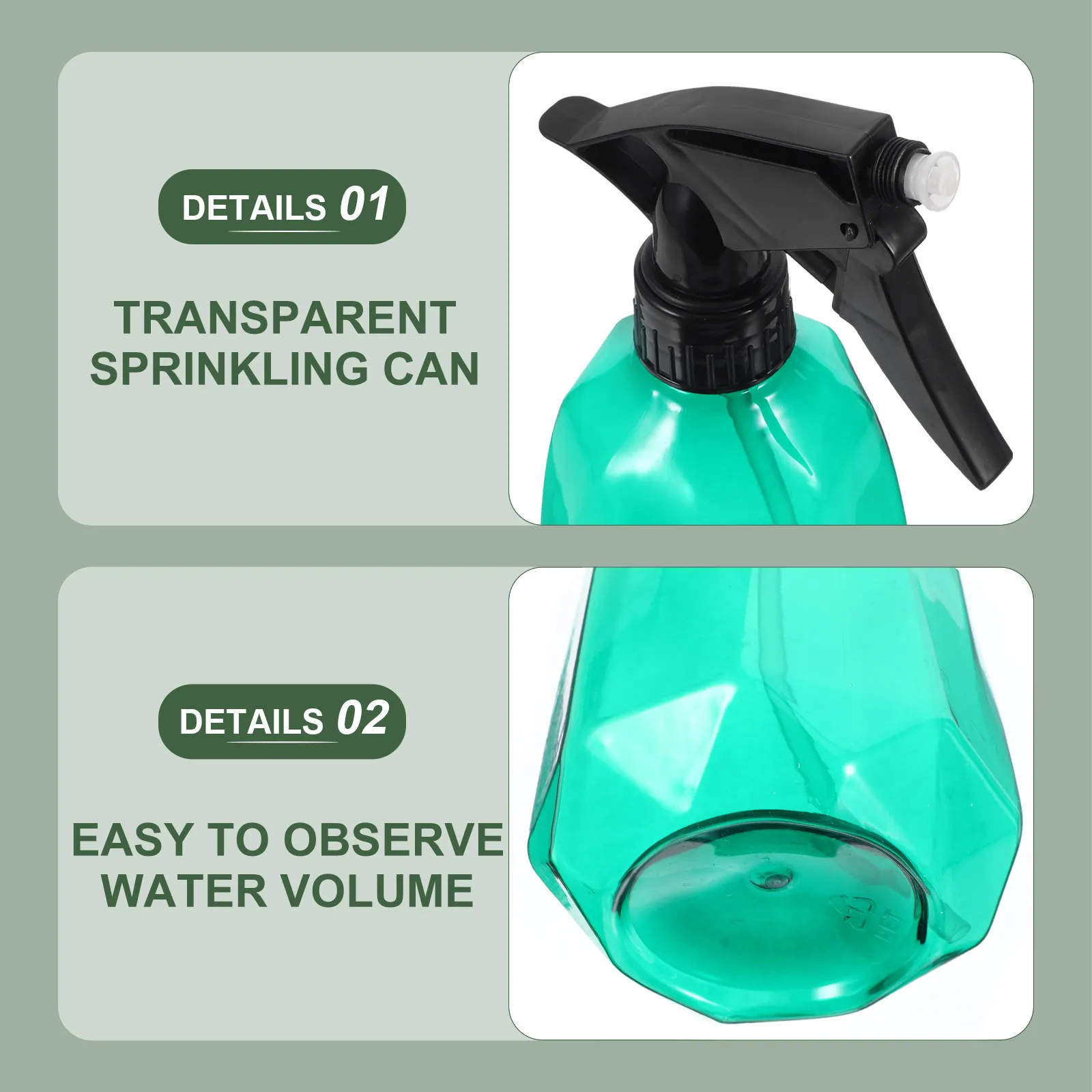 2Pcs Plant Watering Can Reusable Plastic Sprayer Bottle Lightweight Portable Garden Water Sprayer for Home Office Plants view 3
