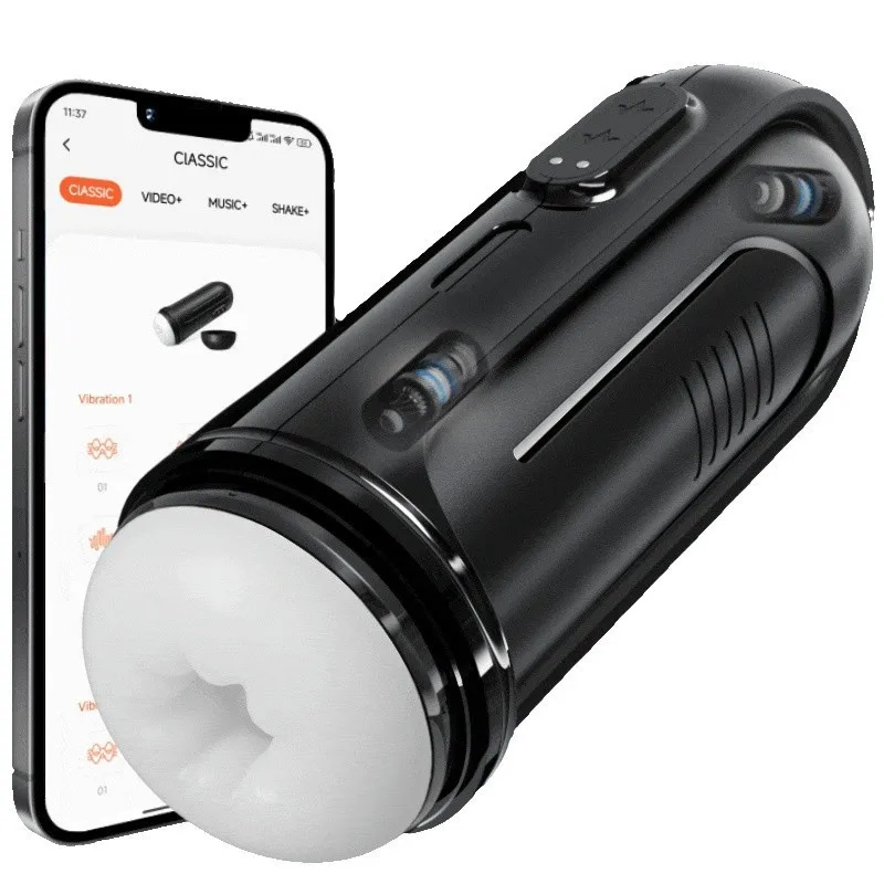 Dual-Pressure Electric Male Masturbator with 10 Vibration Modes and Dual Motors Pocket-Sized Vaginal Sex Machine for Men