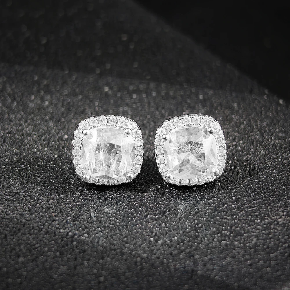 Fashionable Exquisite Princess Cutting Synthetic Zircon Earrings for Women Wedding Multi-color Earrings Princess Jewelry E1097