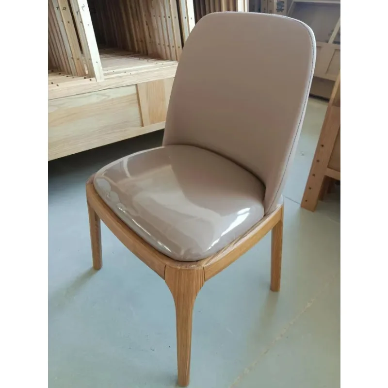 

Solid Wood Dining Chair Hotel Simple Modern Ash Wood Comfortable Seat Soft Back Chair Octagonal Stool Surround Chair