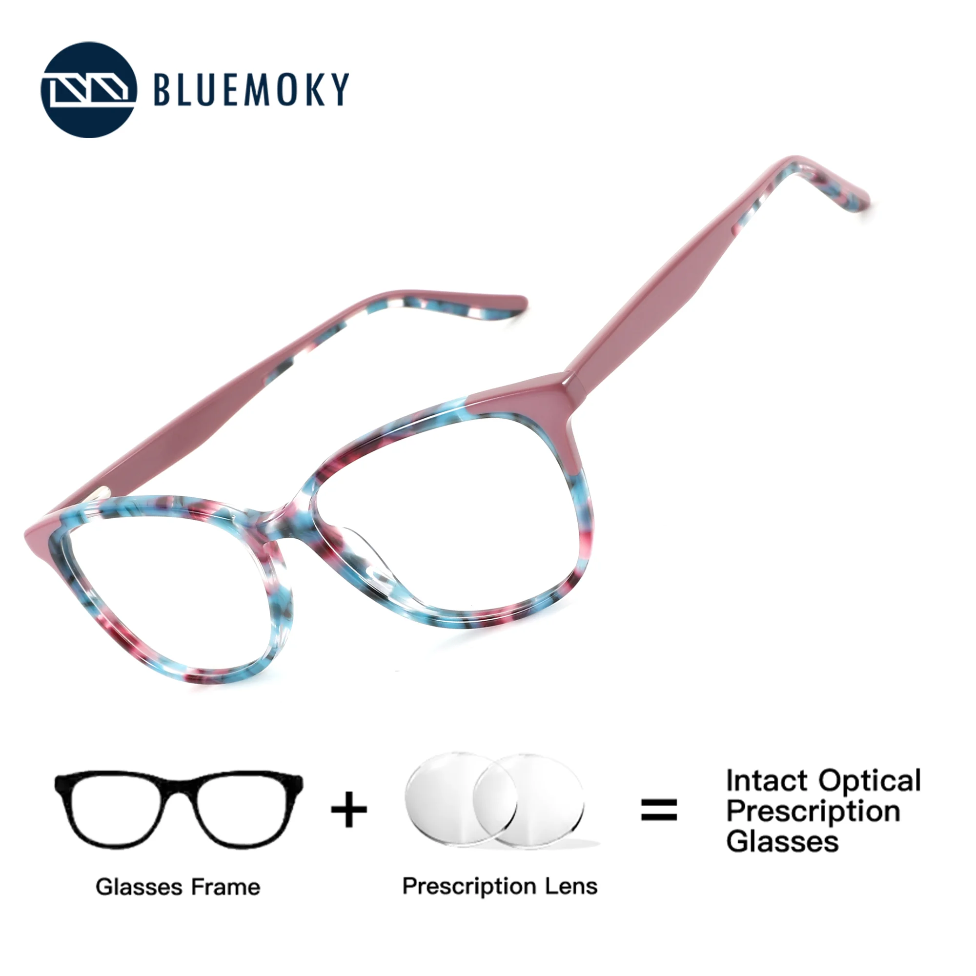 

BLUEMOKY Women Square Prescription Eyeglasses Acetate Photochromic Blue Light Blocking Correction Grade Optical Glasses