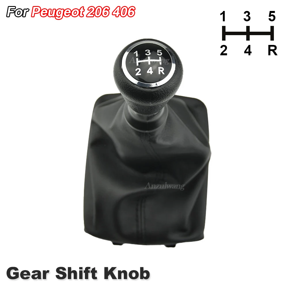 Leather / ABS Car Gear Shift Knob For Peugeot 206 406 Boot Dust Boot Cover Gaiter Collors 5 Speed Accessory