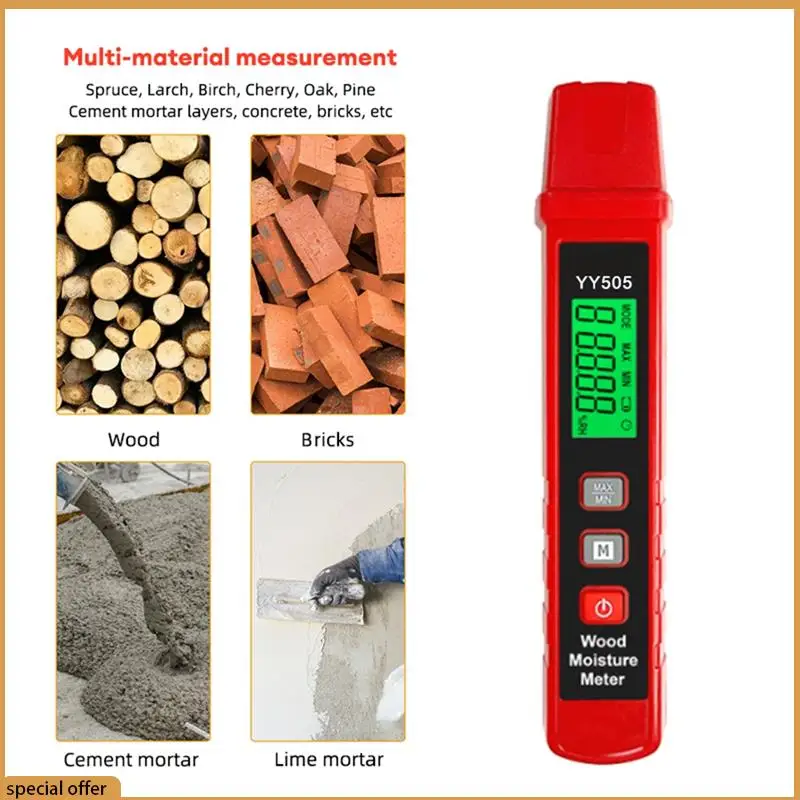 A68Z GN602 เครื่องวัดความชื้นไม้ 0- 58% เครื่องวัดความชื้นไม้ Max/Mini Value Building Material