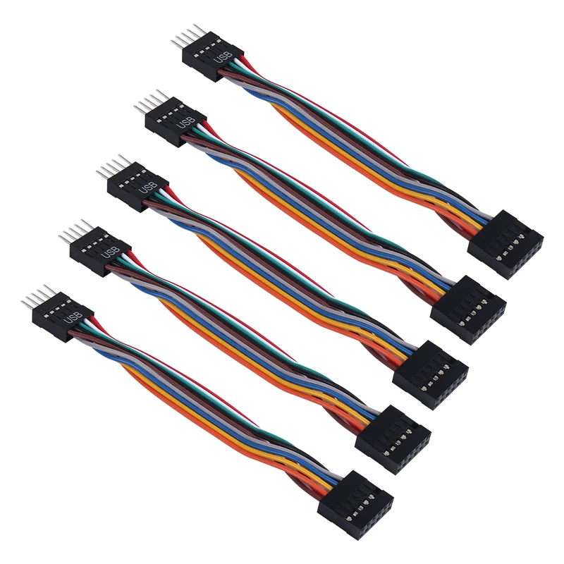 A13E-For Lenovo Motherboard To Ordinary Chassis Adapter Cable,USB 9-Pin Revolution 11-Pin Female Conversion Cable 24AWG, 5Pcs