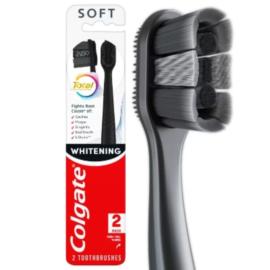 

Total Whitening Soft Toothbrush - 2pcs,Help remove stains and plaque with this whitening toothbrush.remove bacteria