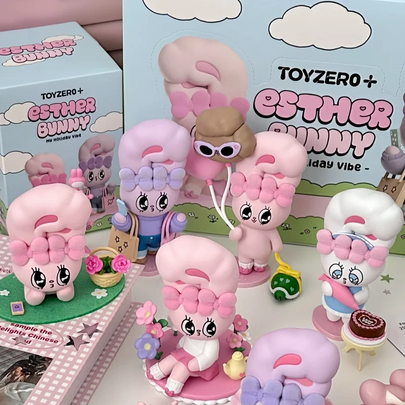 

New Esther Bunny Holiday Time Series Flocking Blind Box Cute Esther Bunny Figure Desk Decor Ornament Surprise Box Birthday Gifts