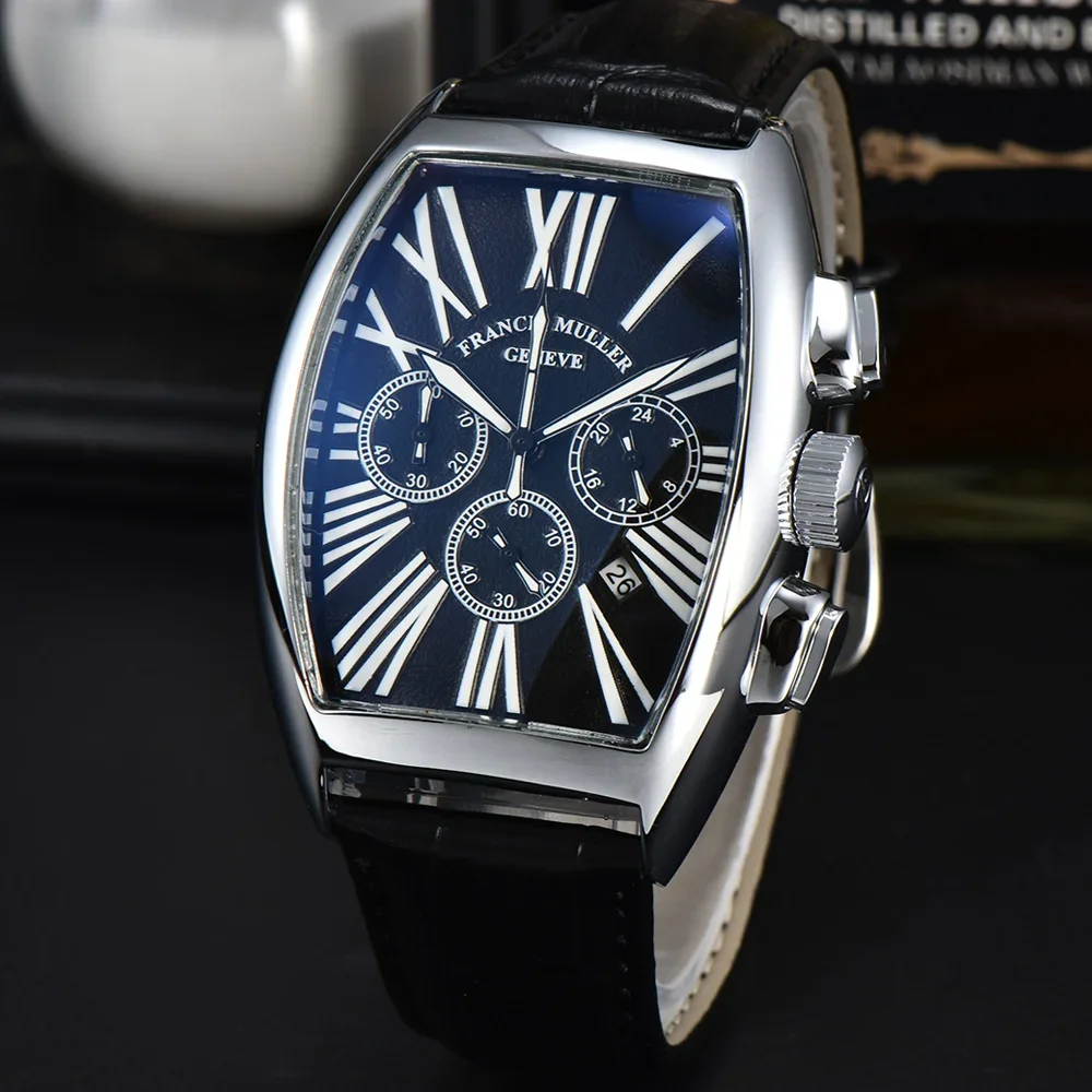 Top Quality FRANCK MULLER Brand Geneva Watches For Mens Multifunction Chronograph WristWatch Business Sports AAA Male Clocks